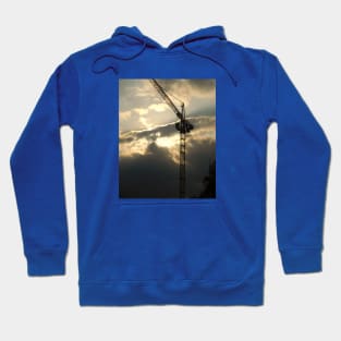 Celestial Serenity: Moon, Clouds, and Crane Hoodie